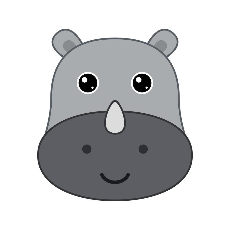 Cute Rhinoceros face isolated on white background vector