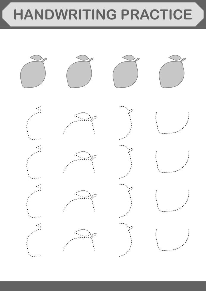 Handwriting practice with Lemon. Worksheet for kids vector