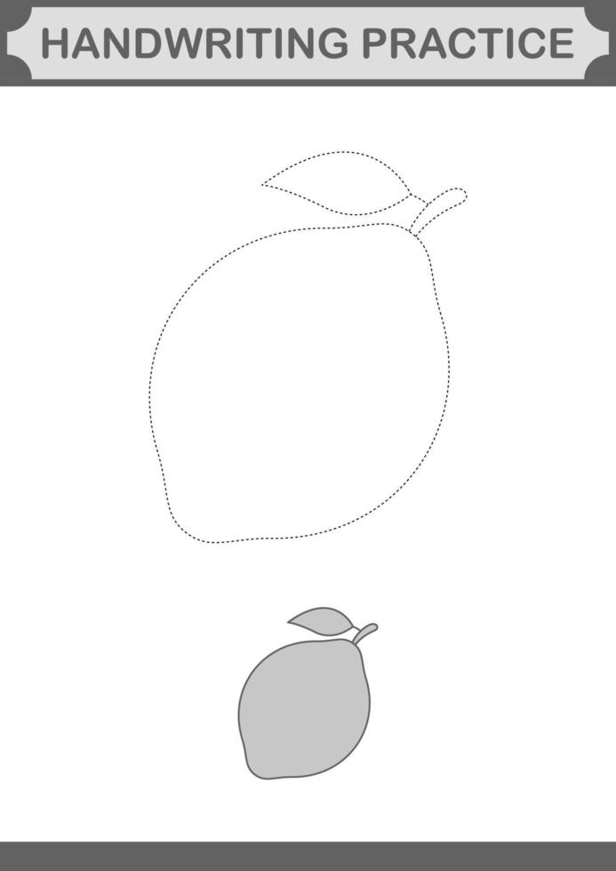 Handwriting practice with Lemon. Worksheet for kids vector
