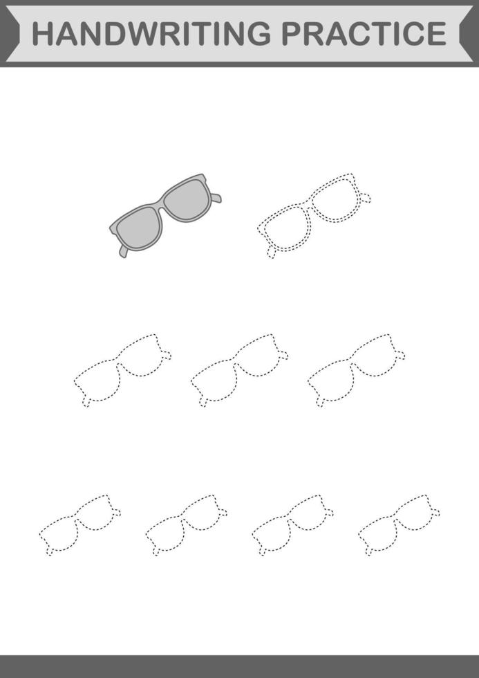 Handwriting practice with Glasses. Worksheet for kids vector