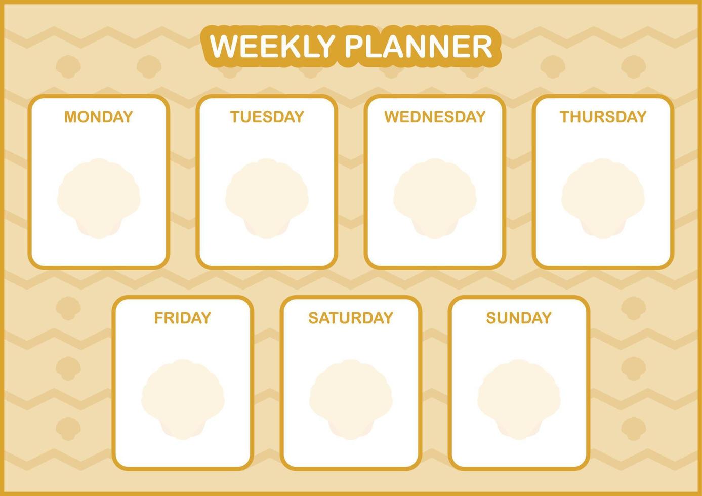 Daily and weekly planner with Seashell vector
