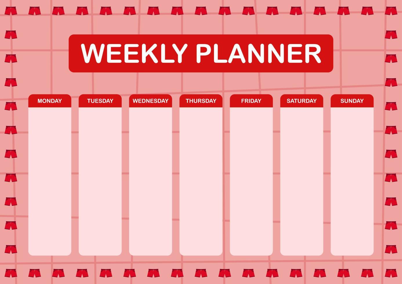 Daily and weekly planner with Shorts vector