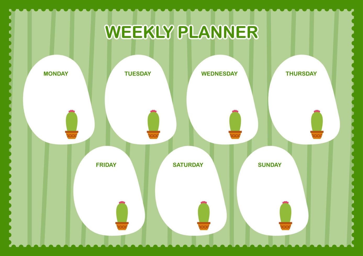 Daily and weekly planner with Cactus vector