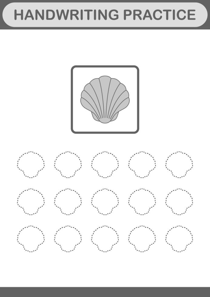 Handwriting practice with Seashell. Worksheet for kids vector