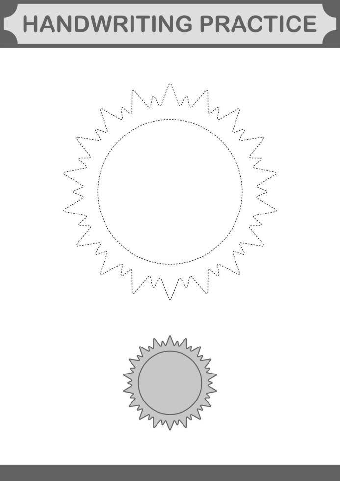 Handwriting practice with Sun. Worksheet for kids vector