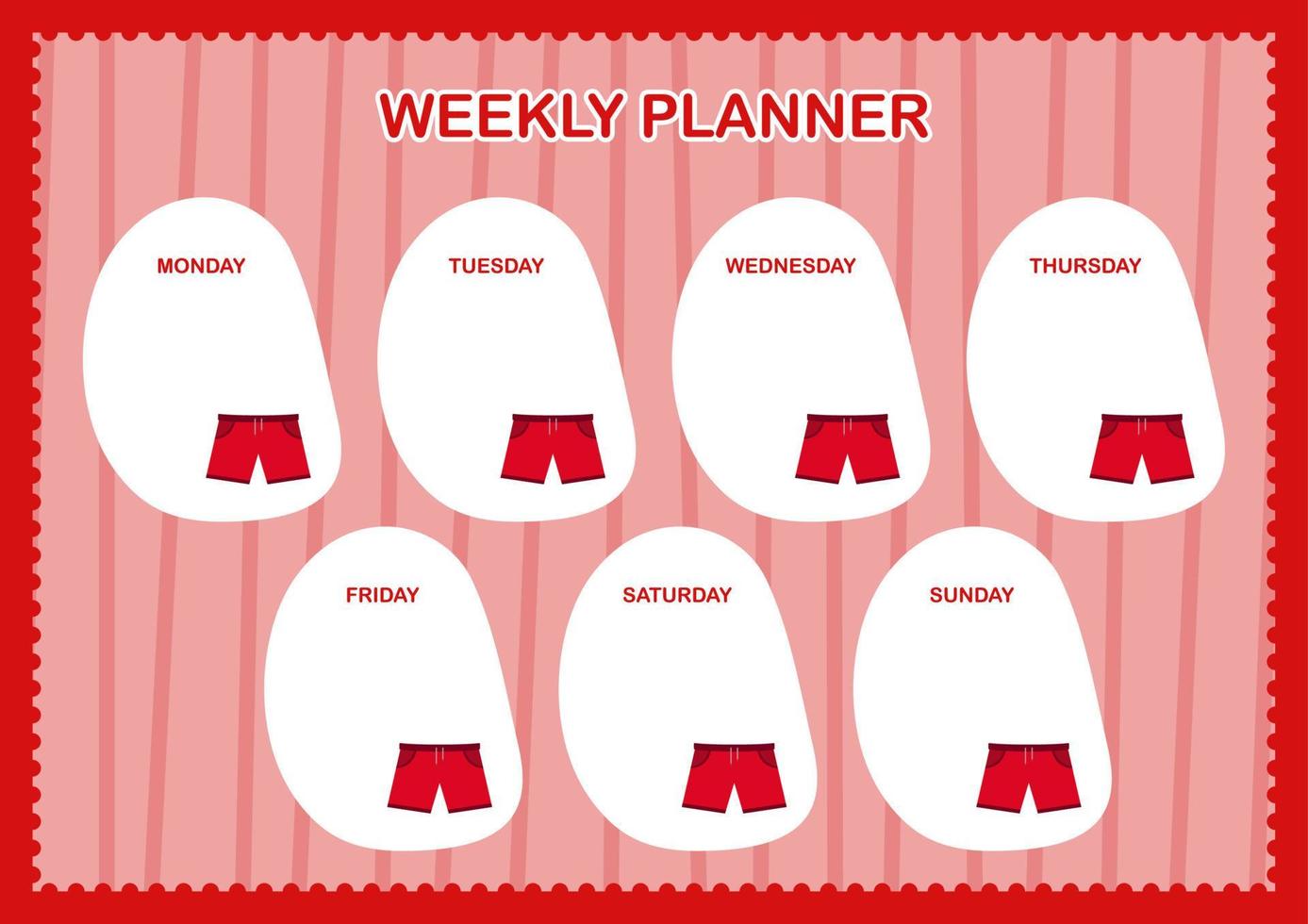 Daily and weekly planner with Shorts vector