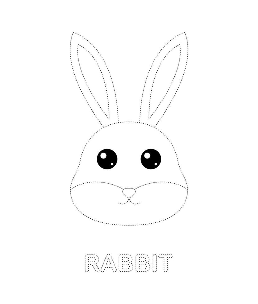 Rabbit tracing worksheet for kids vector