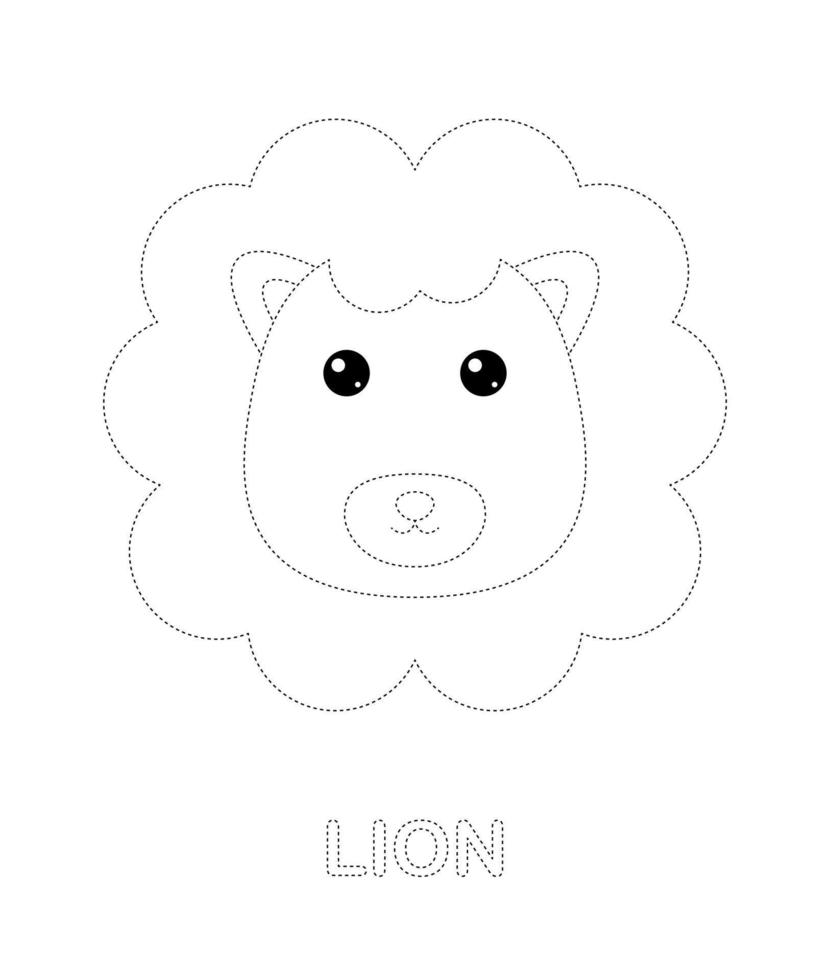 hoja de trabajo de rastreo de leones para niños vector