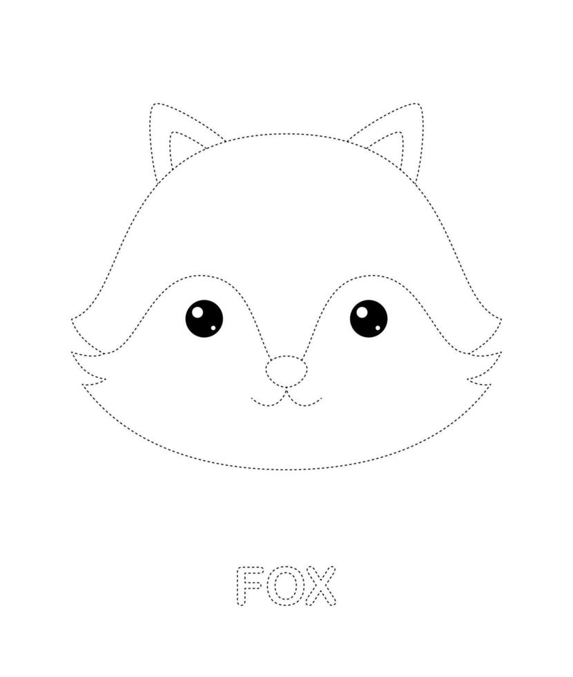 Fox tracing worksheet for kids vector