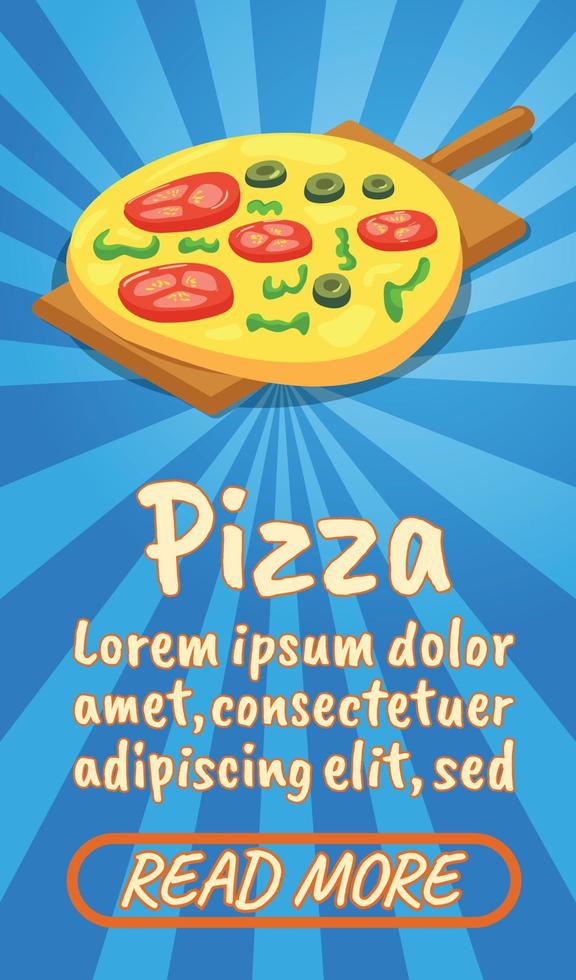 Pizza concept banner, comics isometric style vector