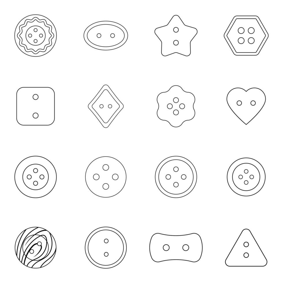 Clothes button icon set outline vector