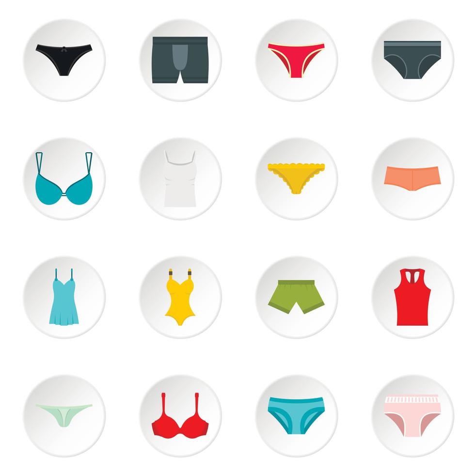 Underwear items icons set in flat style vector