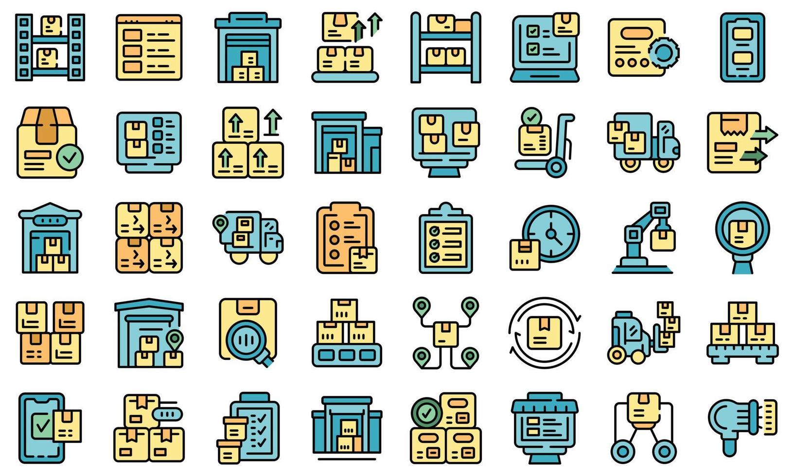 Inventory optimization icons set vector flat