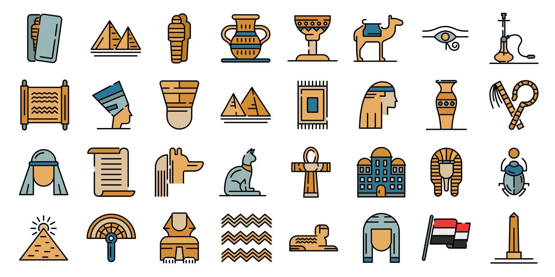 iconos de egipto vector plano