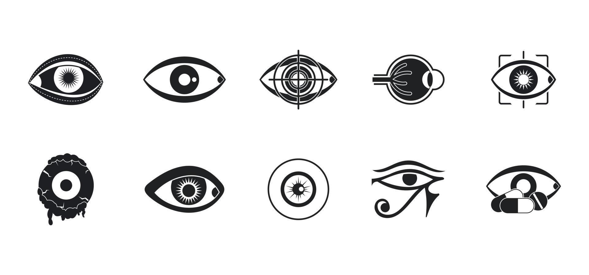 Eyes icon set, simple style vector