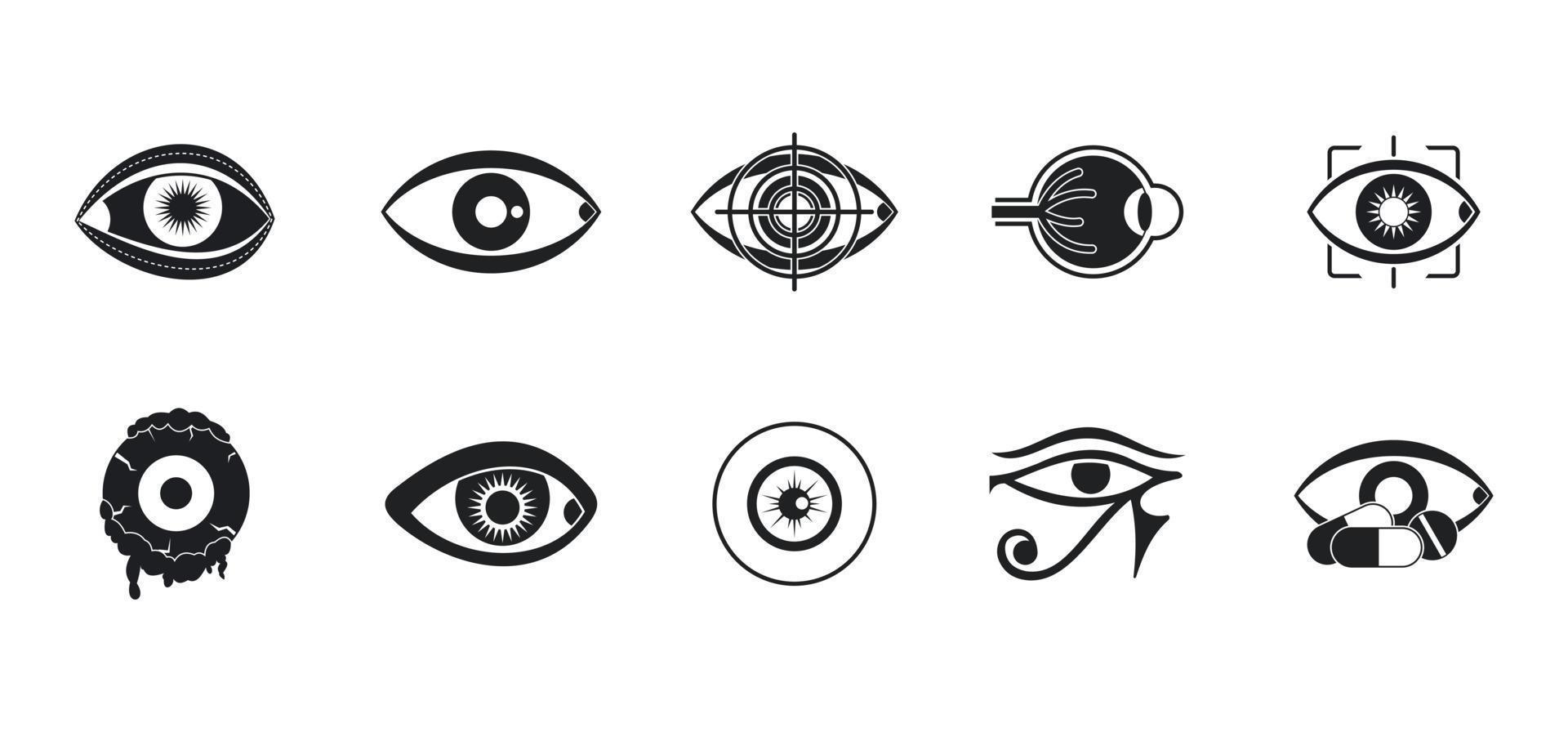 conjunto de iconos de ojos, estilo simple vector