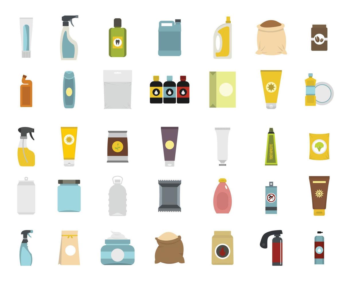Package icon set, flat style vector