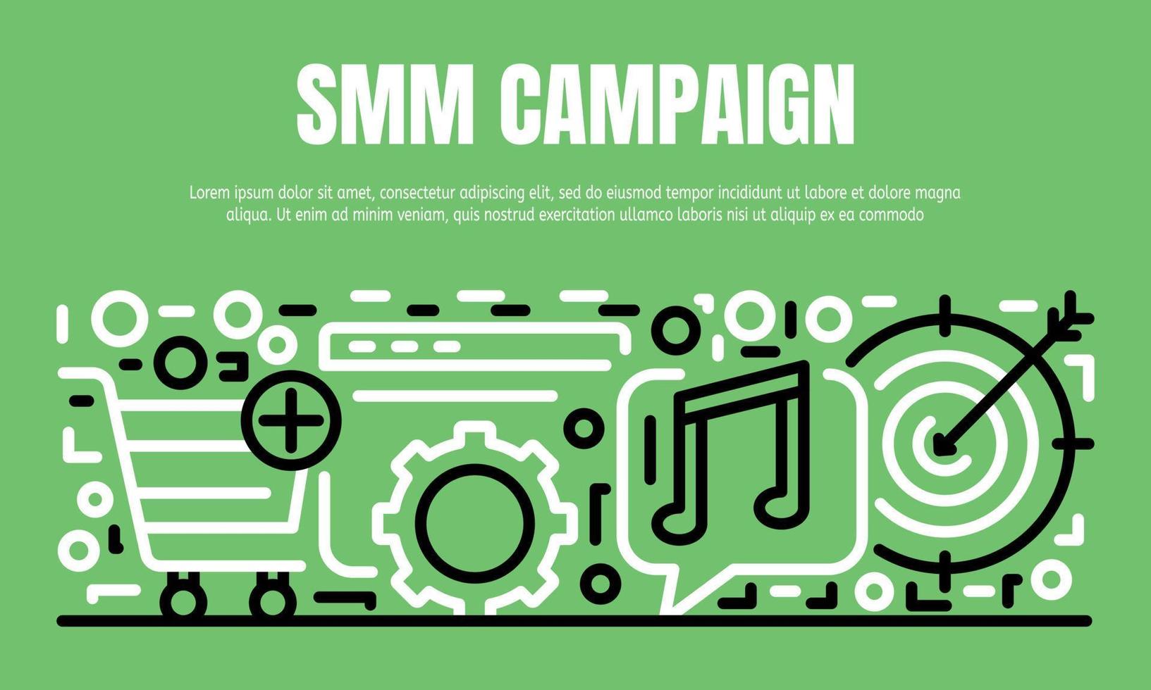 SMM campaign banner, outline style vector