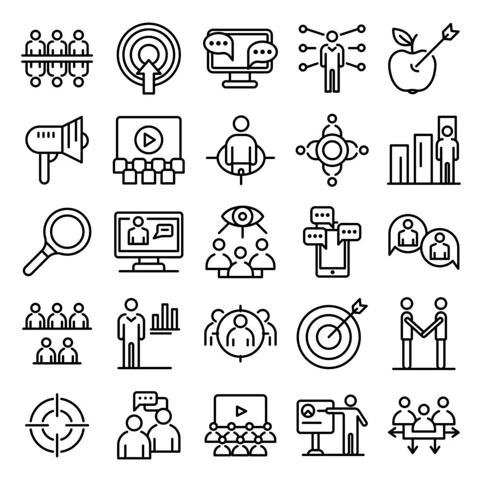 Audience icons set, outline style vector