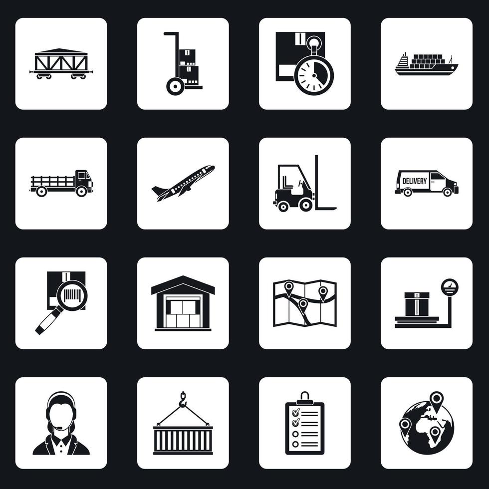 Logistic icons set squares vector