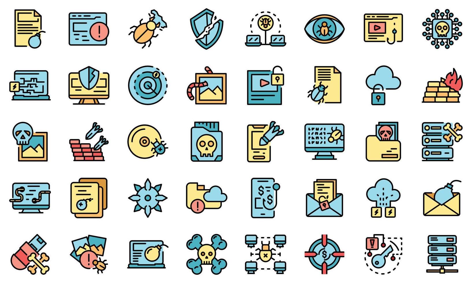 Malware icons set vector flat