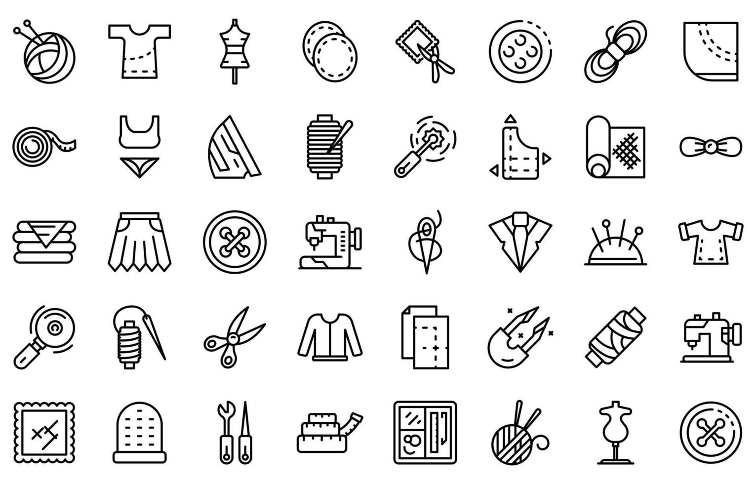 Haberdashery icons set, outline style vector