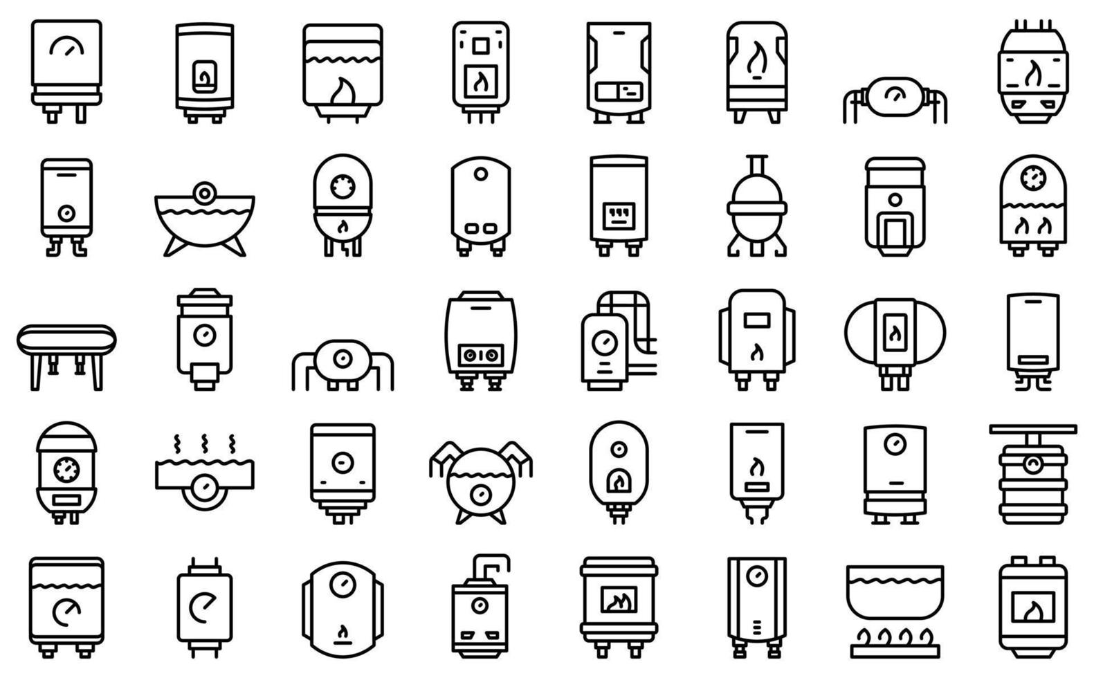 Gas boiler icons set outline vector. Room hvac vector