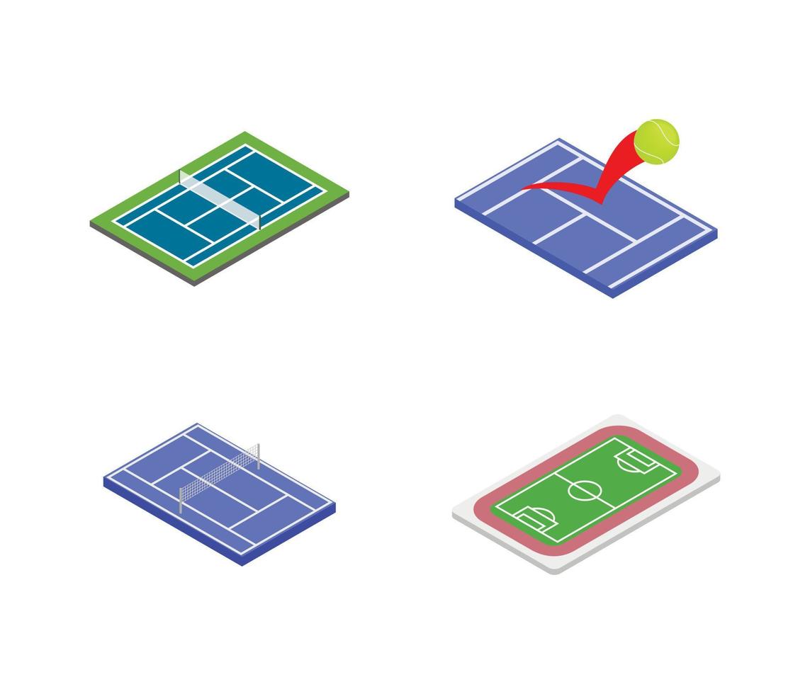 Sport arena icon set, isometric style vector