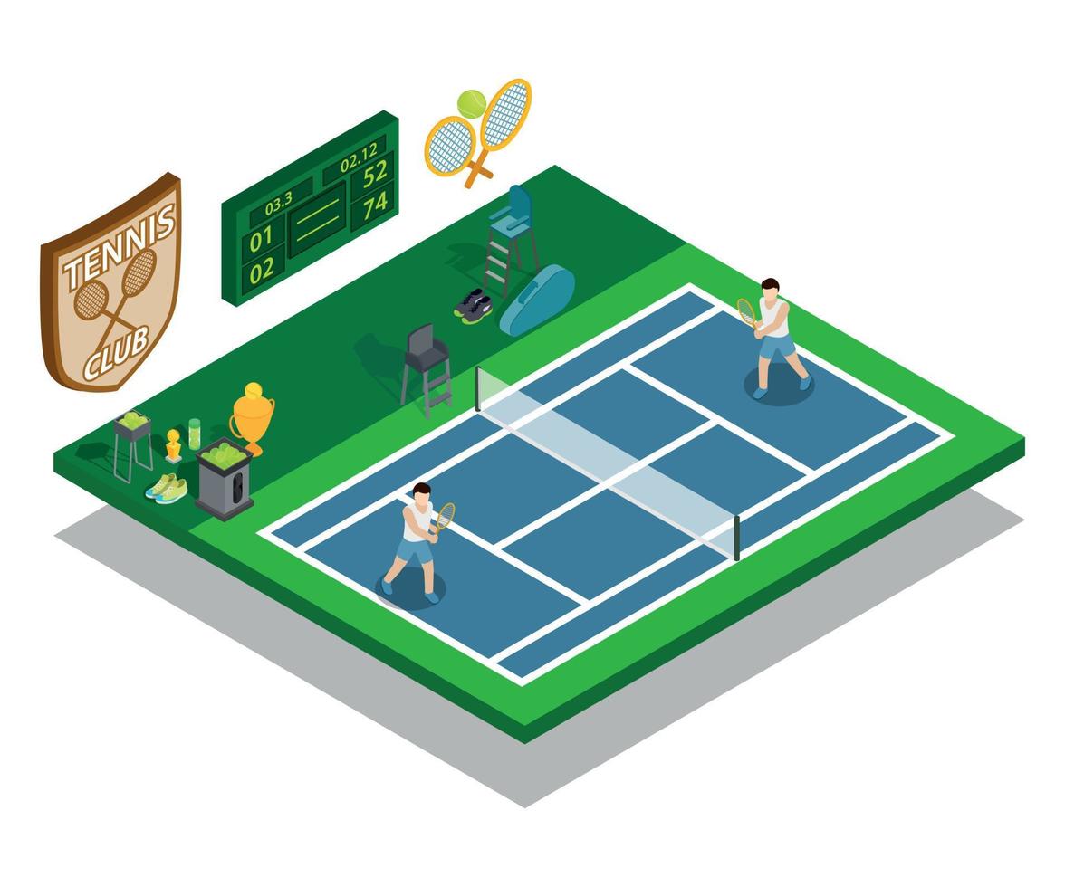 Tennis concept banner, isometric style vector