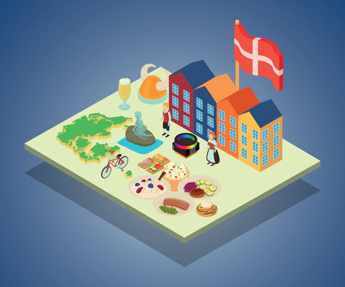 Scandinavia concept banner, isometric style vector