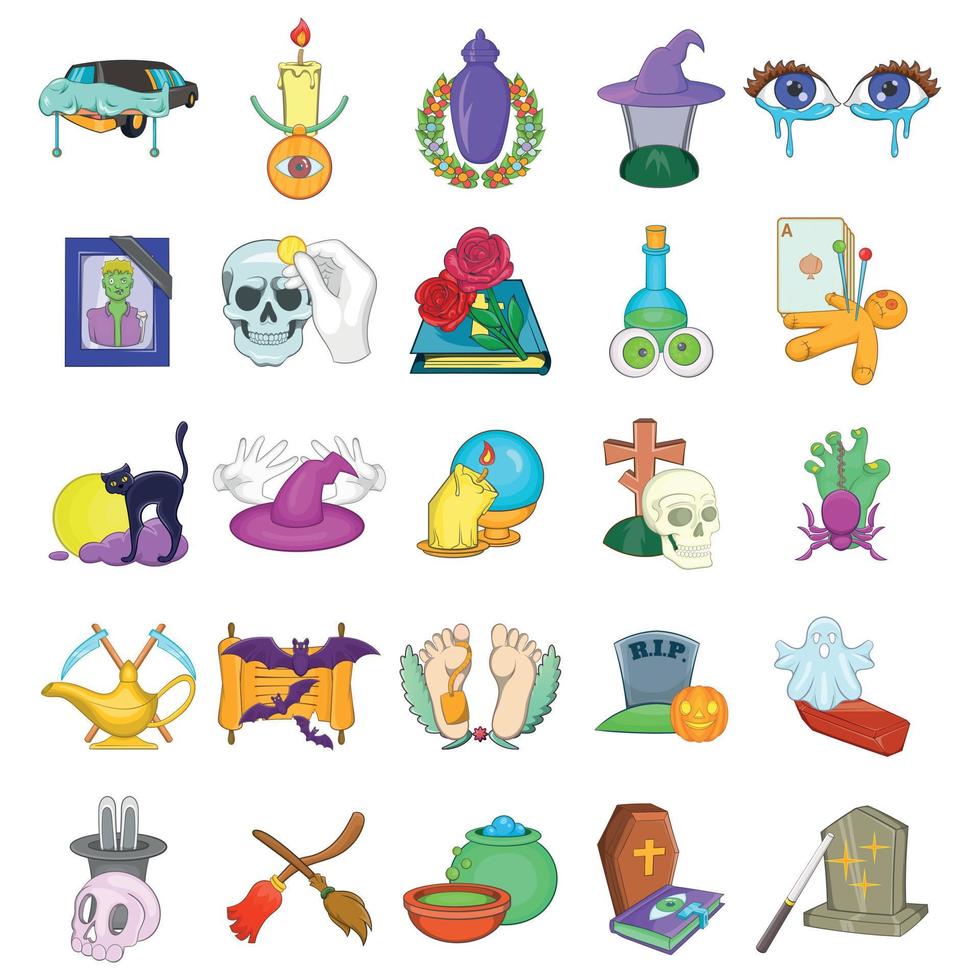 conjunto de iconos de halloween, estilo de dibujos animados vector