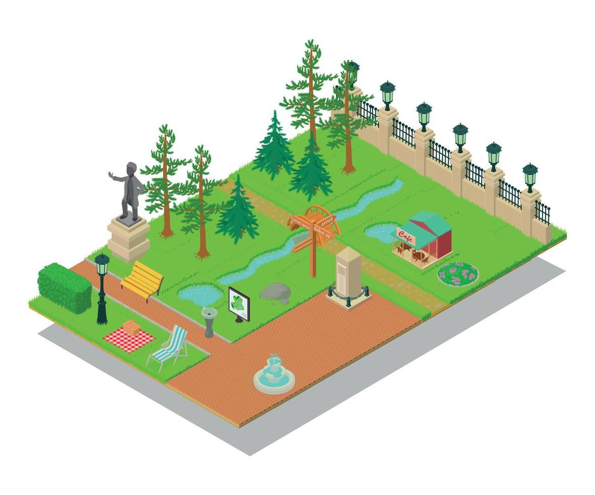 Parkland concept banner, isometric style vector