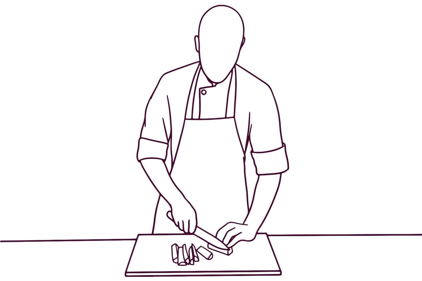 hand drawn chef chopping with knife illustration vector