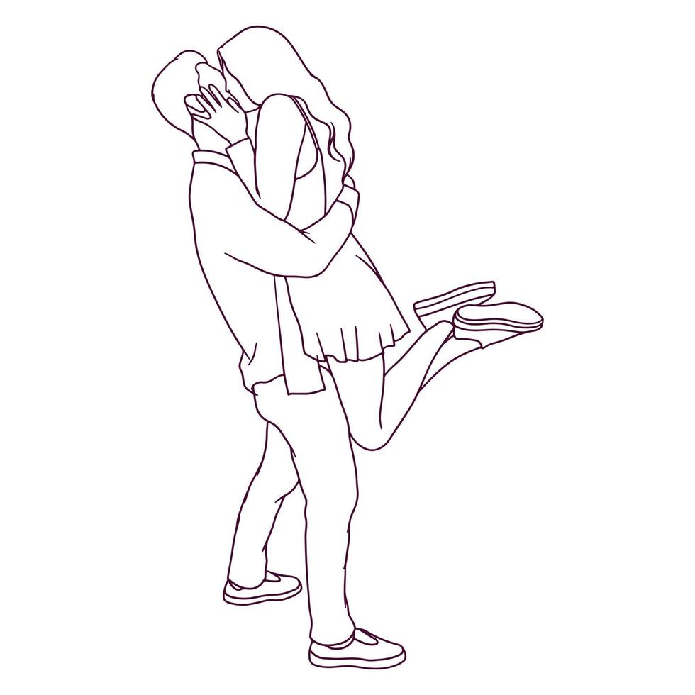 couples kissing drawing