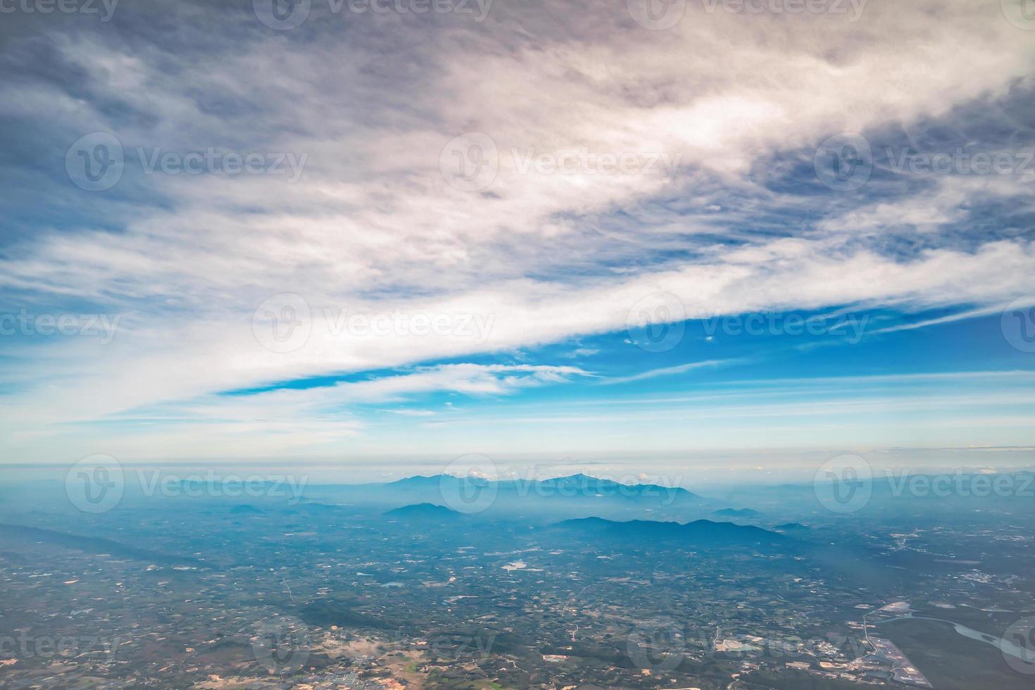 The sky and rural area of middle zone in Thailand land view. Representative the country of agriculture. photo