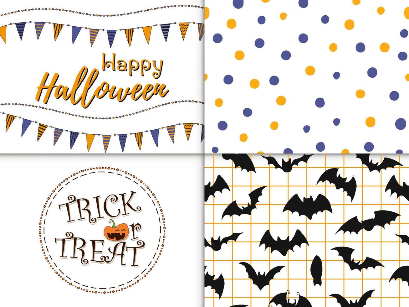 Set of illustrations and patterns. Halloween - October 31. Hand-drawn doodle illustration. Trick or treat. Happy Halloween 2022. vector