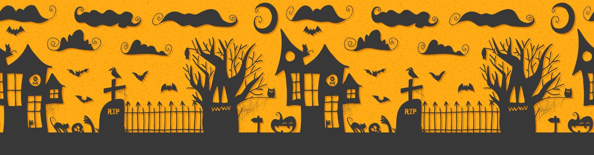 Seamless Pattern. Halloween - October 31. Hand-drawn doodle illustration. Trick or treat. Happy Halloween 2022. vector