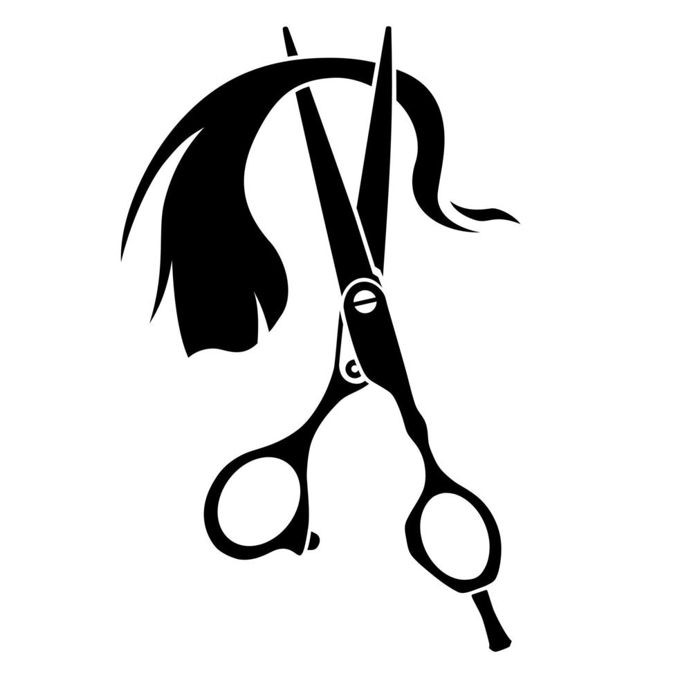 Hairdresser scissors cutting strand of hair on white background vector