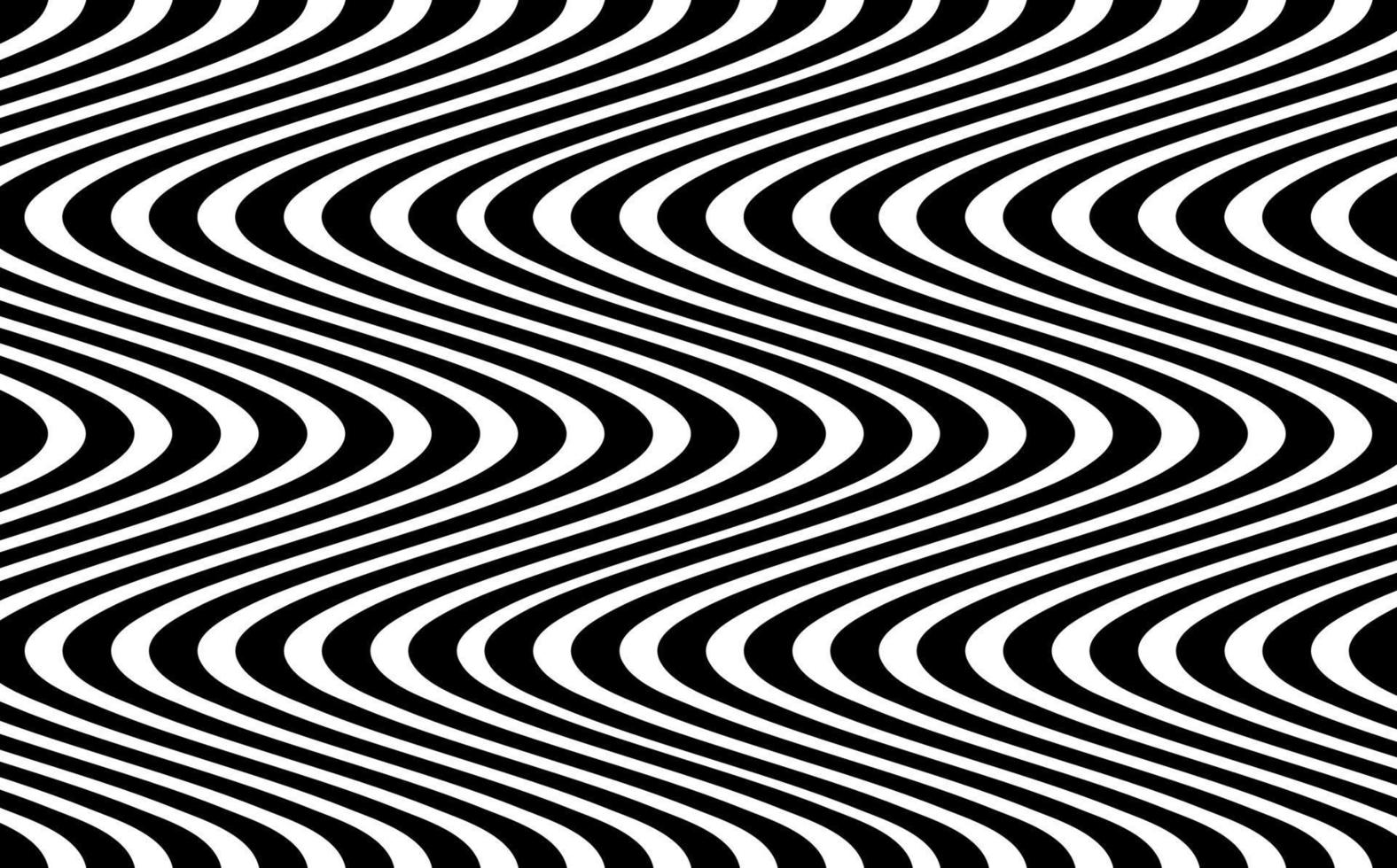 Psychedelic lines. Abstract pattern. Texture with wavy banner, curves stripes. Optical art background. Wave black and white design, Vector illustration hypnotic template