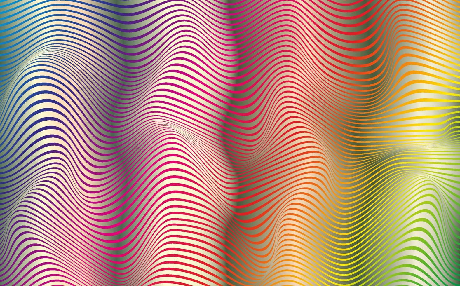 Psychedelic lines. Abstract pattern. Texture with wavy, curves stripes. Optical art background. Wave colorful gradient design,  Vector illustration hypnotic multicolors template