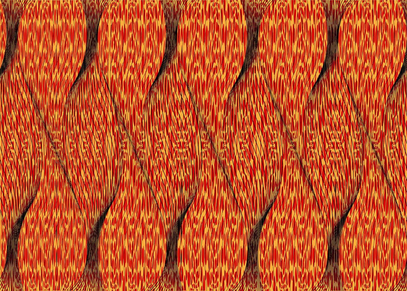 tela de impresión de cera africana, adorno étnico hecho a mano para su diseño, motivos tribales étnicos y coloridos, trenza de elementos geométricos ondulados. textura vectorial, fondo de estilo de moda afro textil ankara vector