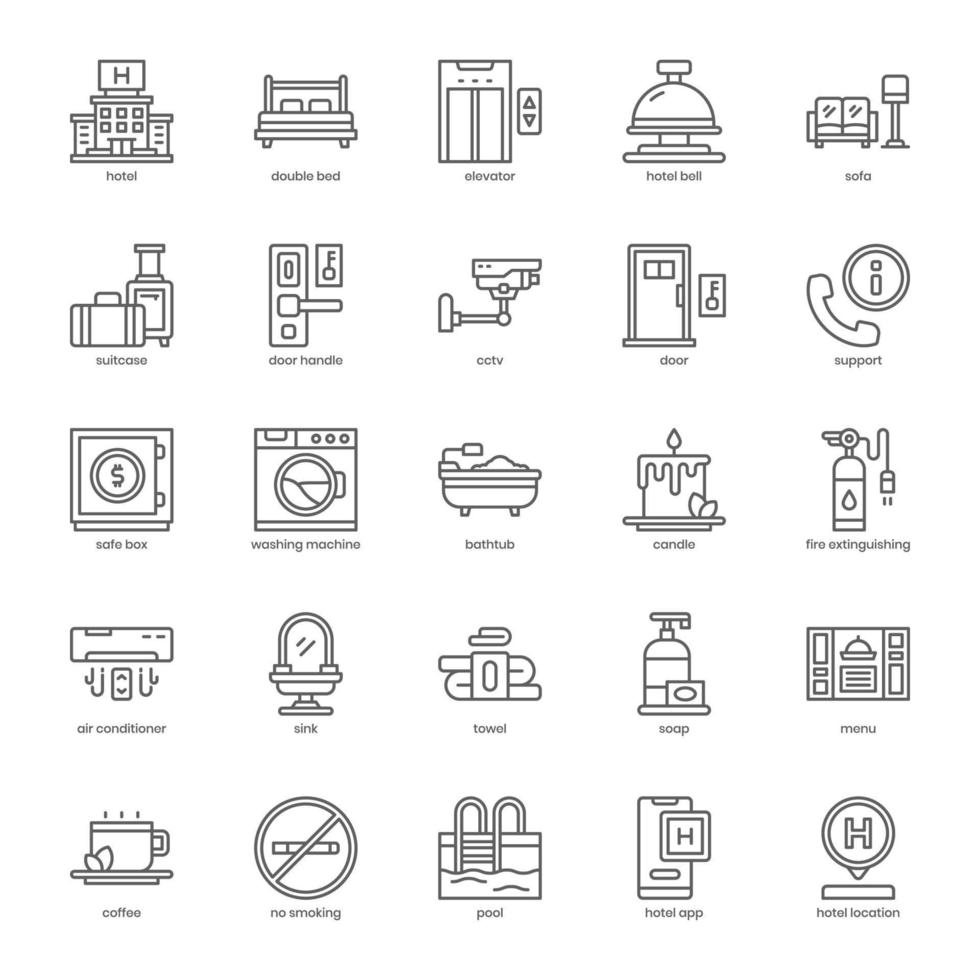 Hotel Agent icon pack for your website design, logo, app, UI. Hotel Agent icon outline design. Vector graphics illustration and editable stroke.