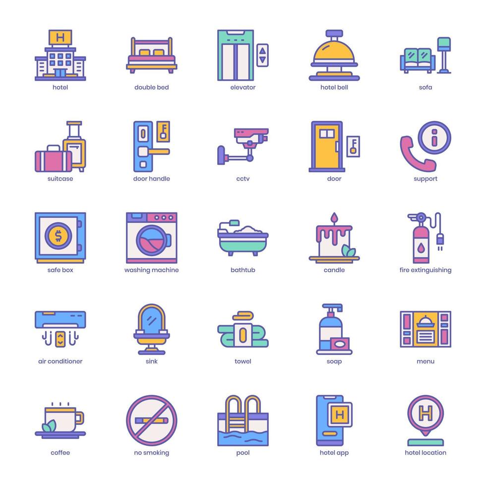 paquete de iconos de agente hotelero para el diseño de su sitio web, logotipo, aplicación, ui. diseño de esquema de icono de agente de hotel. ilustración de gráficos vectoriales y trazo editable. vector