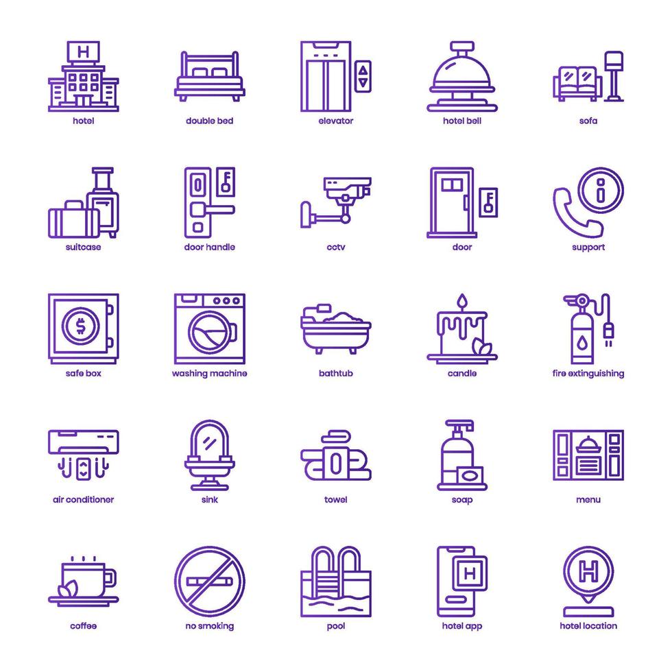 paquete de iconos de agente hotelero para el diseño de su sitio web, logotipo, aplicación, ui. icono de agente de hotel diseño de gradiente de línea básica. ilustración de gráficos vectoriales y trazo editable. vector