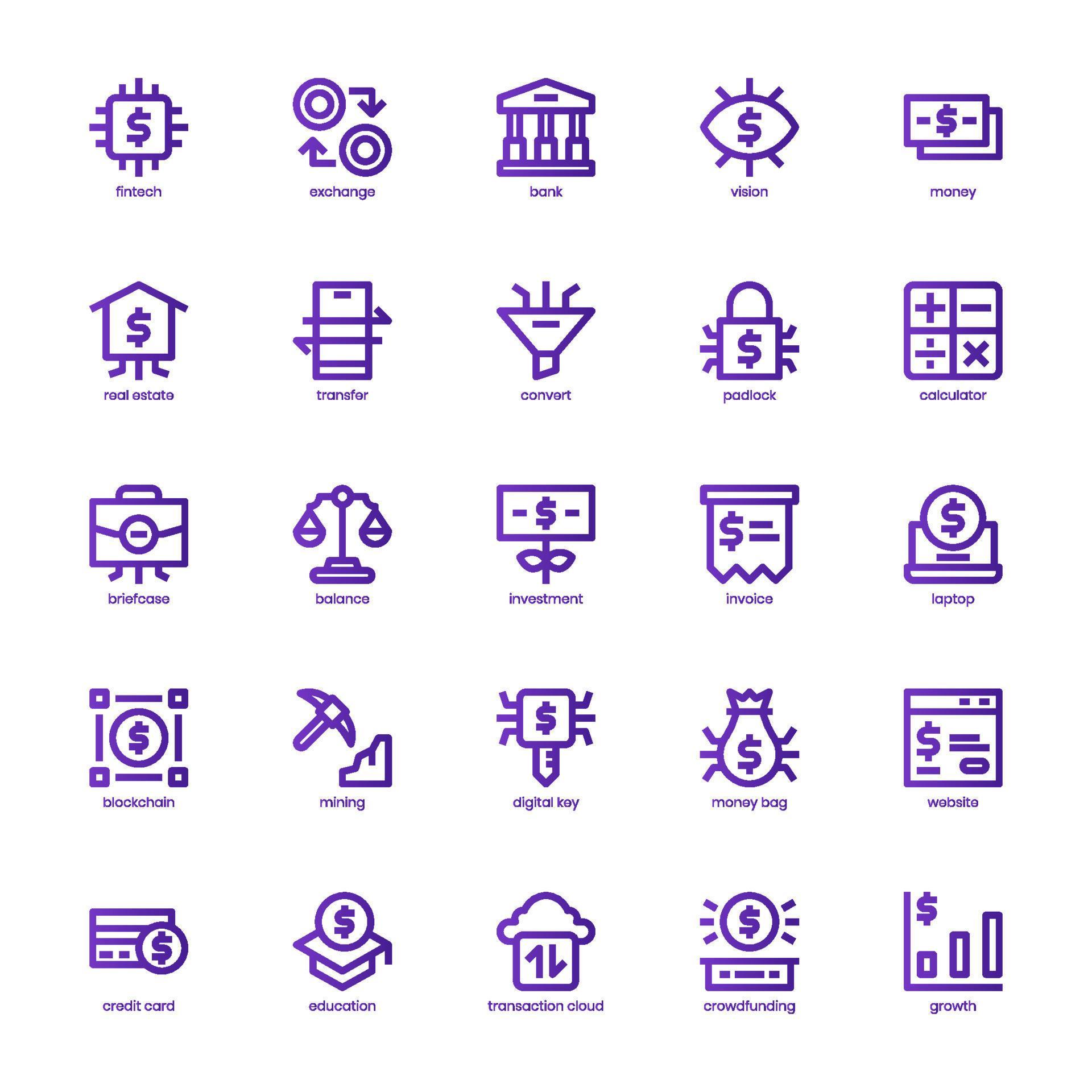 Fintech icon pack for your website design, logo, app, UI. Fintech icon ...