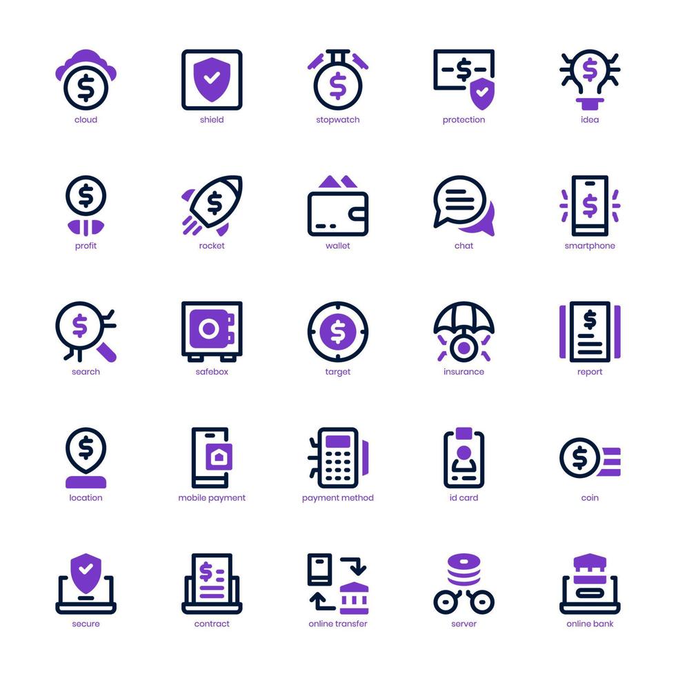 Fintech icon pack for your website design, logo, app, UI. Fintech icon mix line and solid design. Vector graphics illustration and editable stroke.