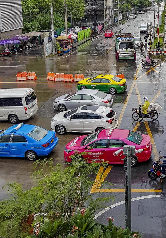 Huai Khwang Bangkok Thailand 2018 Rush hour big heavy traffic jam in busy Bangkok Thailand. photo