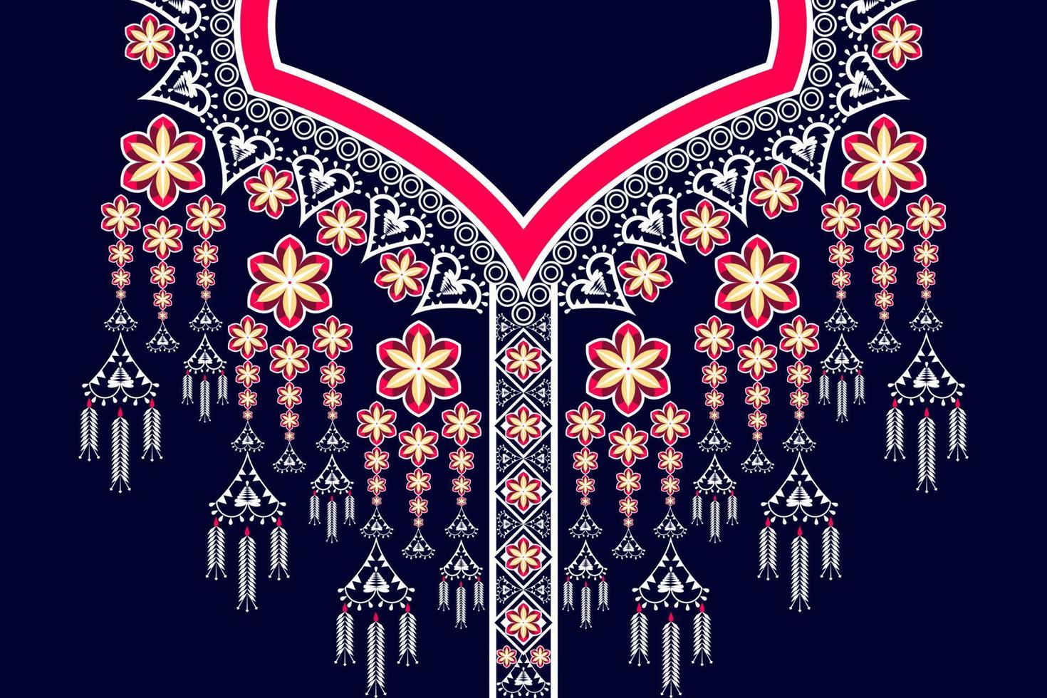 Geometric oriental pattern ethnic traditional flower necklace embroidery designs for women fashion backgrounds, wallpapers, clothes and wraps. vector