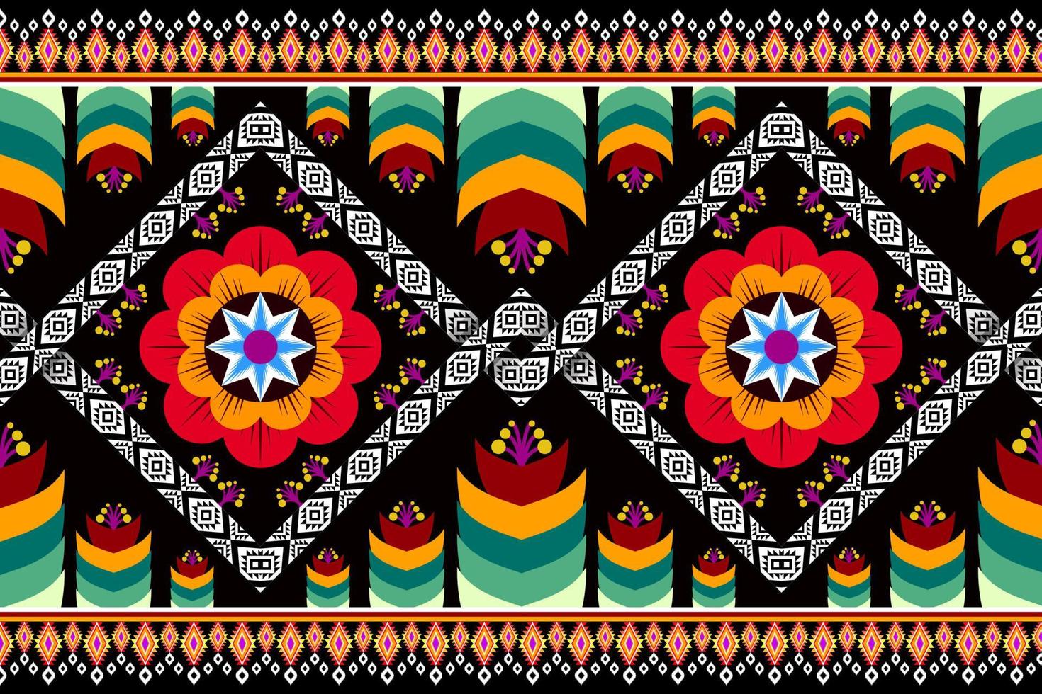 Geometric ethnic oriental ikat pattern traditional Design for background,carpet,wallpaper,clothing,wrapping,Batik,fabric,Vector illustration.embroidery style. vector