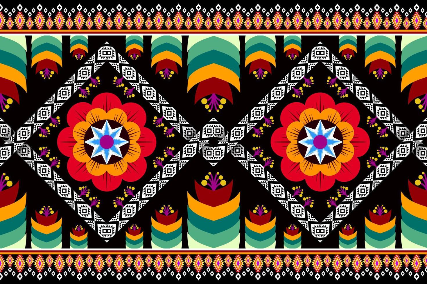 diseño tradicional del patrón de ikat oriental étnico geométrico para el fondo, alfombra, papel tapiz, ropa, envoltura, batik, tela, estilo de bordado de ilustración vectorial. vector